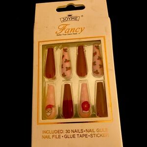 Fancy Christmas Nail Set - Red and Pink